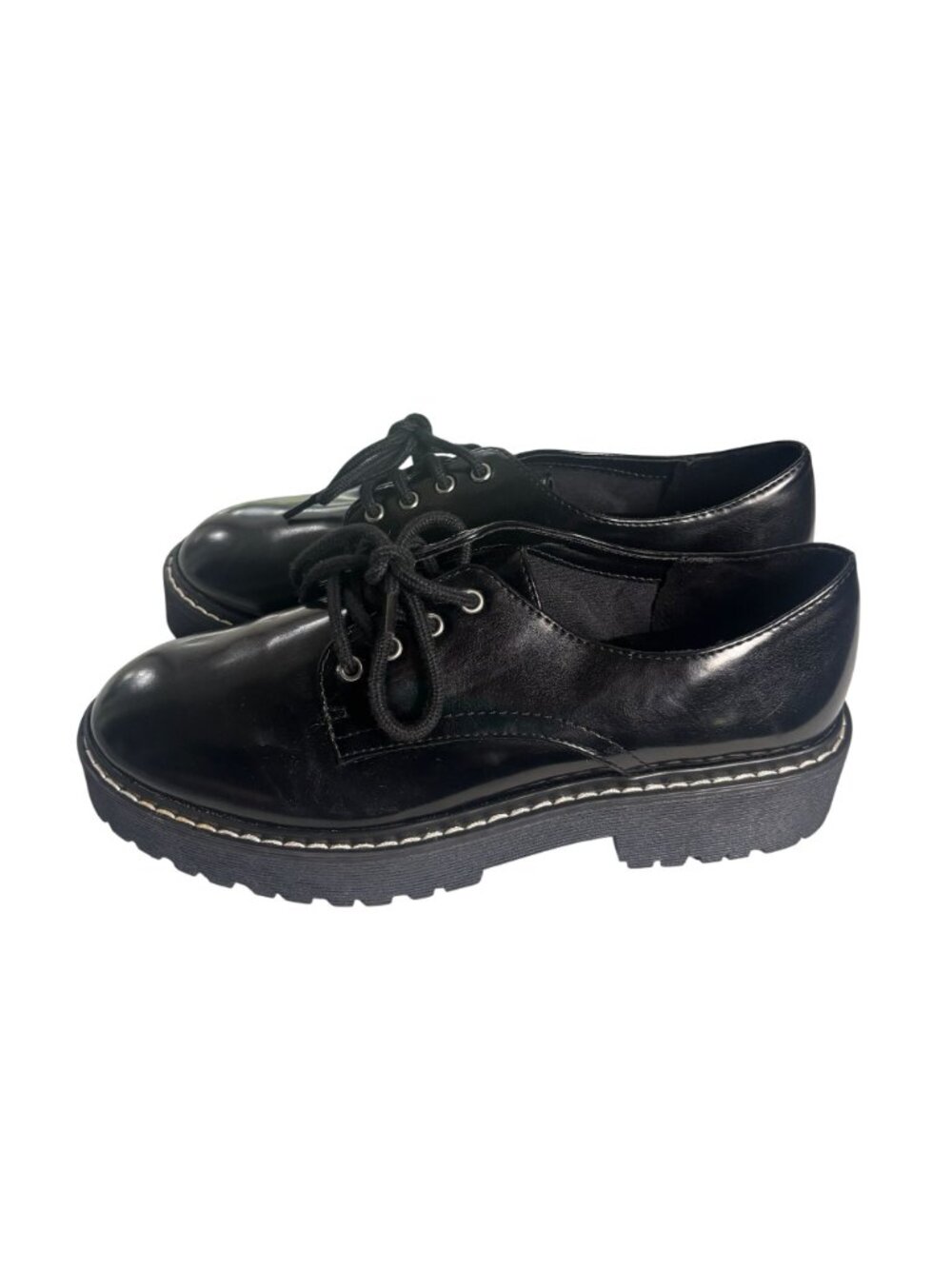 A New Day Black Platform Oxfords Chunky Lug Sole Loafers Dress Shoes 7.5 - Picture 11 of 13